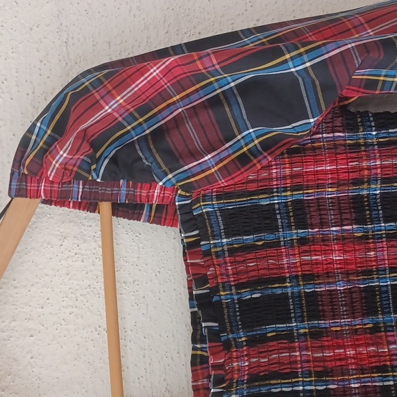 Draper James RSVP Plaid Midi Dress, Smocked Bodice, Lantern Sleeves, Pockets, XS - Picture 4 of 16